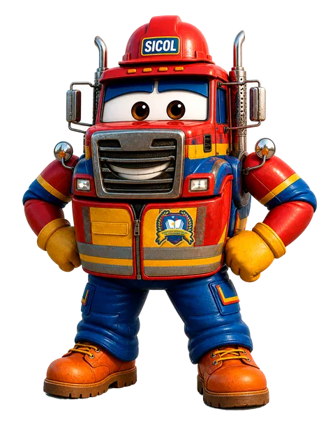 Don Seguro, la mascota de SICOL SST, con casco y chaleco reflectivo
